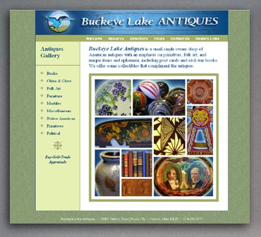 Buckeye Lake Antiques web site home page