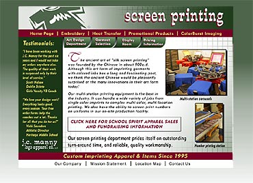 J.C. Manny Screen Printing page.